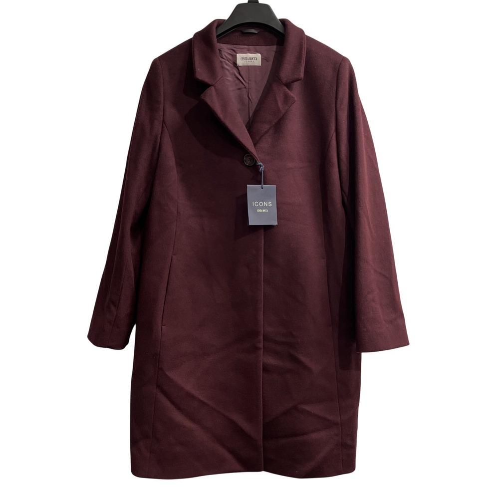 Cinzia Rocca Icons Coat Wool Cashmere Blend Dark Purple 16 Professional Classic